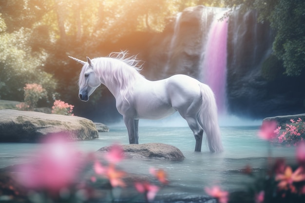 Free photo view of magical and mythical unicorn creature