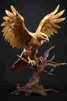 Free photo view of majestic 3d eagle with feathers and wings wide open