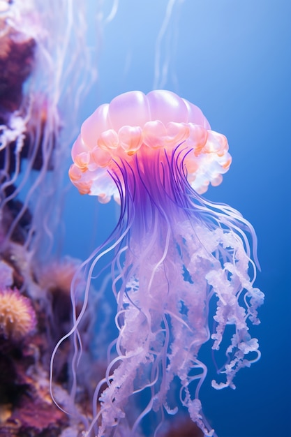 Free photo view of majestic jellyfish in the ocean