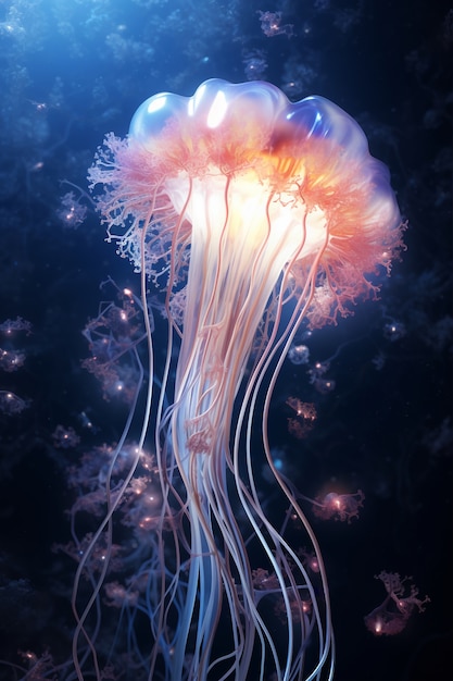 Free photo view of majestic jellyfish in the ocean