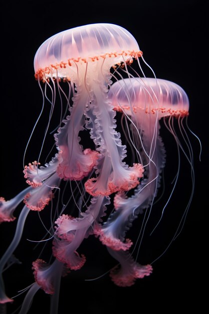 View of majestic jellyfish swarm in the ocean