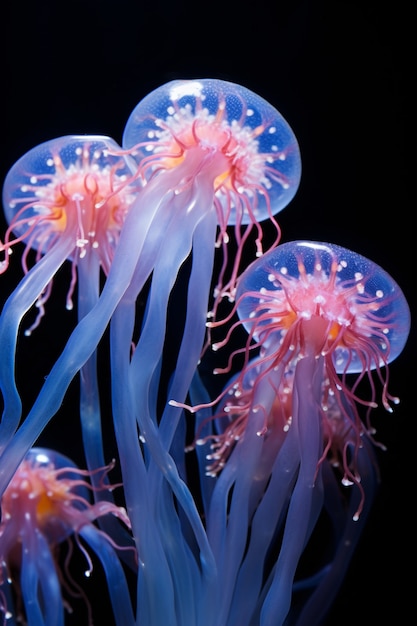 Free photo view of majestic jellyfish swarm in the ocean