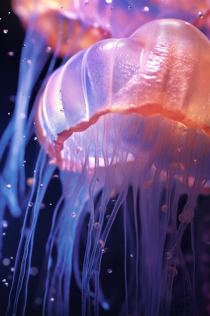 View of majestic jellyfish swarm in the ocean