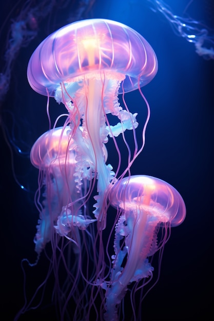 Foto gratuita vista del maestoso sciame di meduse nell'oceano