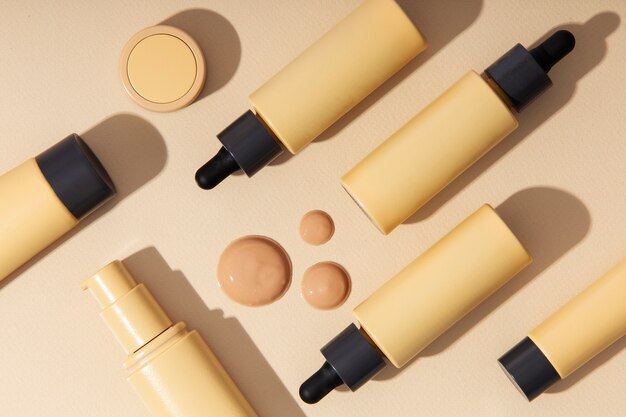 View of make-up foundation products