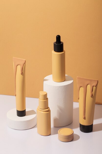 View of make-up and foundation skin product