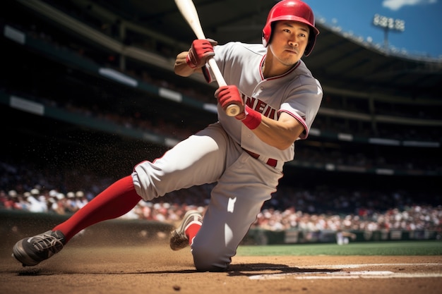 View of male baseball player on the field