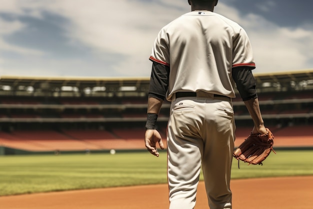 Free photo view of male baseball player on the field