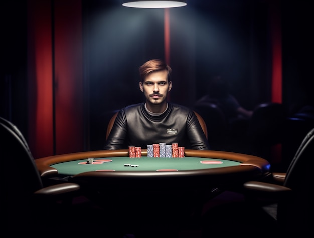 Free photo view of man gambling at a casino