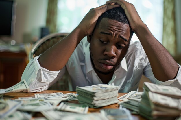 View of man handling money and funds for wealth prosperity