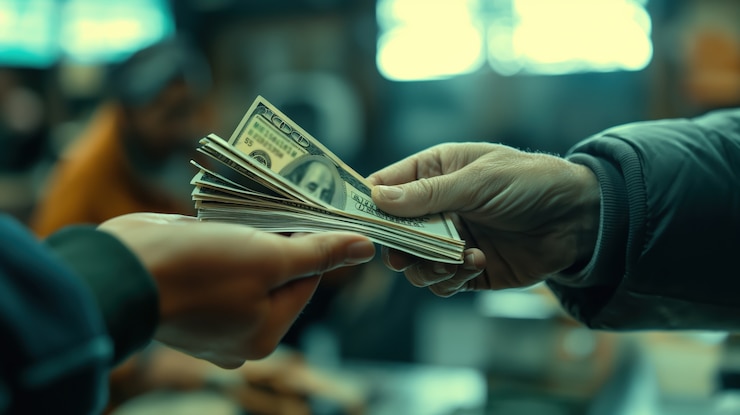 無料Photo 富と繁栄のためにお金と資金を扱う人の見解