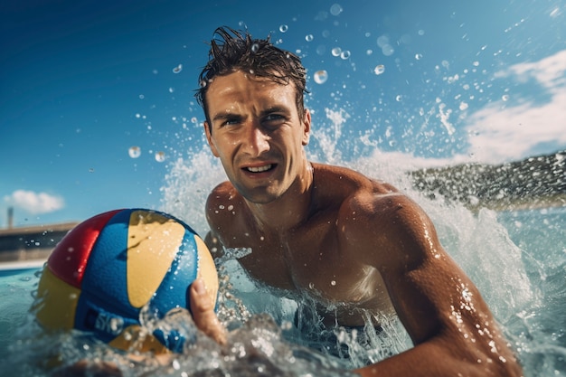 Foto gratuita vista dell'uomo nella piscina durante l'estate