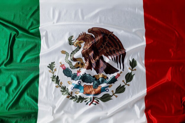 독수리와 함께 보기 위에 멕시코 국기