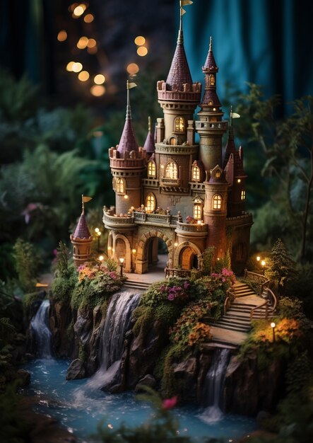 View of miniature fairytale castle