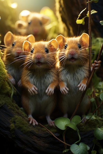 Free photo view of mischief of rats in nature