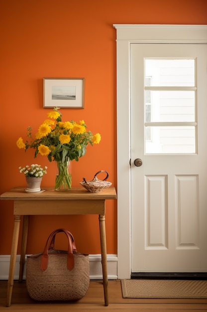 View of modern entryway with interior decor