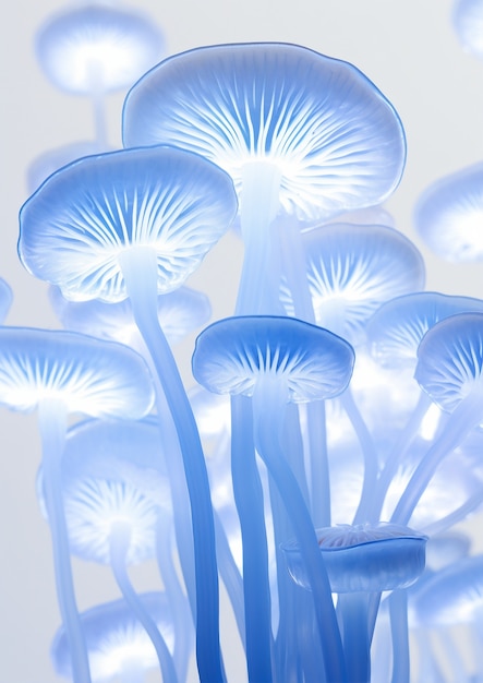 Free photo view of mono color mushrooms