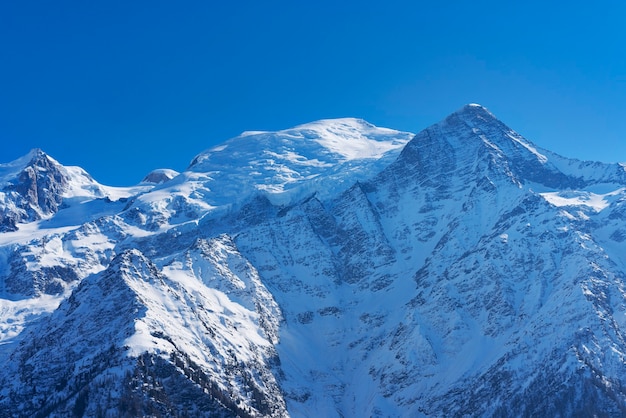 View of Mont-Blanc from Chamonix, France