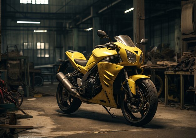 view of motorcycle in the garage or warehouse