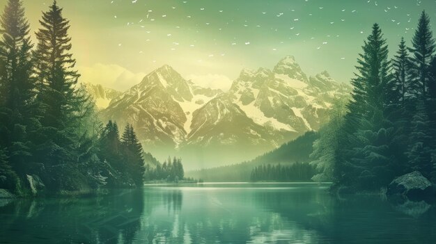 view of mountain with dreamy aesthetic