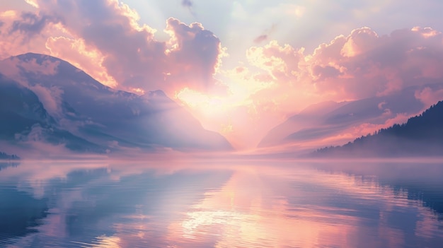 view of mountain with dreamy aesthetic