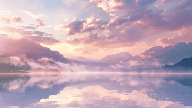 View of mountain with dreamy aesthetic