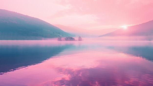 Free photo view of mountain with dreamy aesthetic