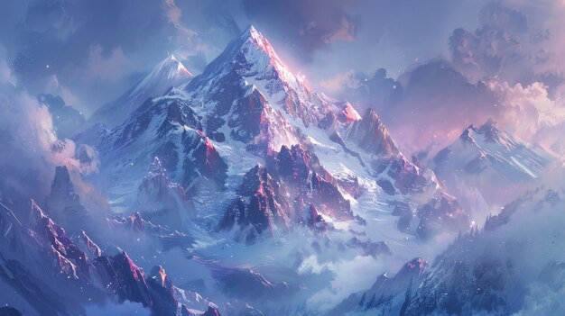 view of mountain with dreamy aesthetic