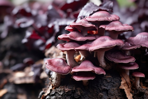 Вид на грибы, растущие в лесу