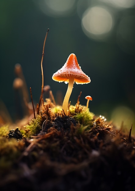Free photo view of mushrooms growing in nature