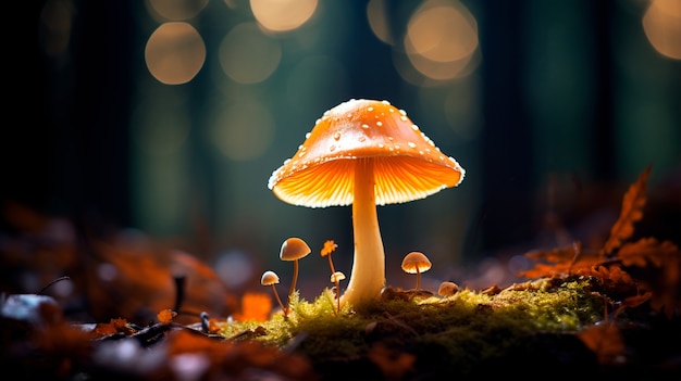 View of mushrooms growing in nature