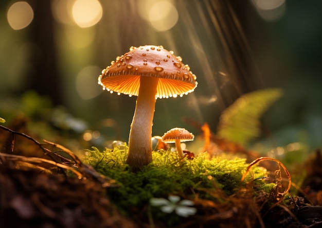 Free photo view of mushrooms growing in nature