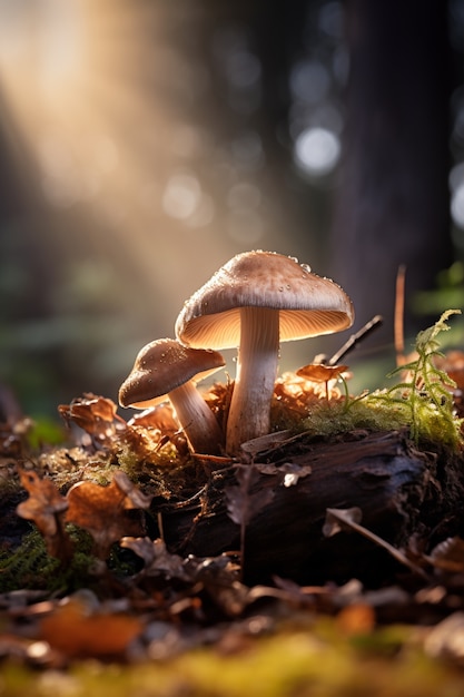 Free photo view of mushrooms growing in nature
