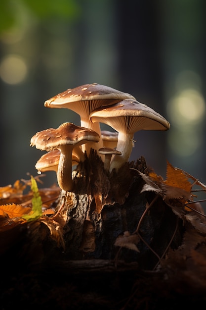 Free photo view of mushrooms growing in nature