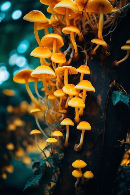 Free photo view of mushrooms in nature