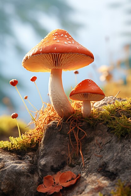 View of mushrooms in nature