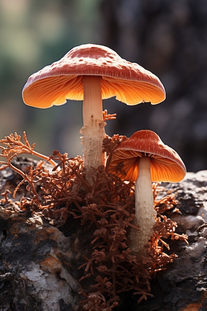 Free photo view of mushrooms in nature