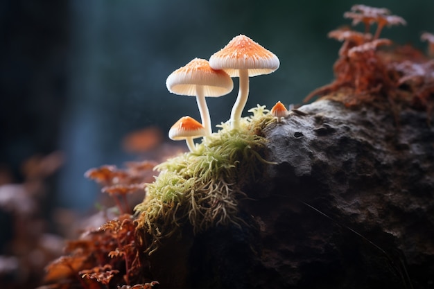 Free photo view of mushrooms in nature