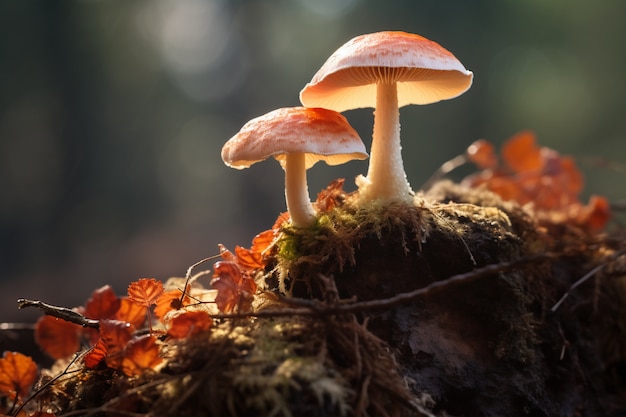 Free photo view of mushrooms in nature