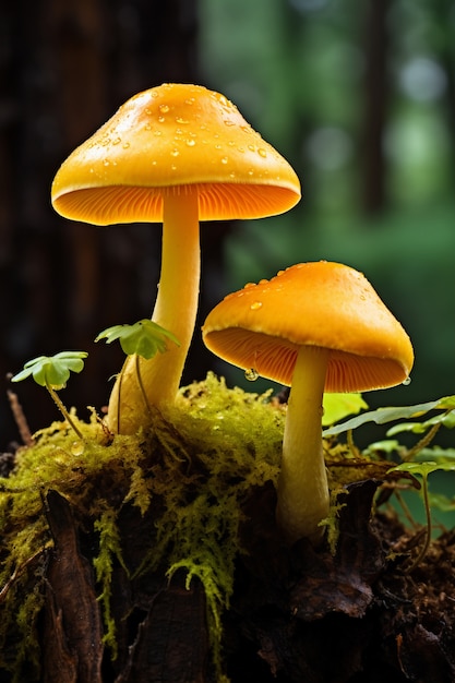 Free photo view of mushrooms in nature