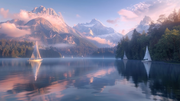 Free photo view of natural mountain formation with dreamy aesthetic