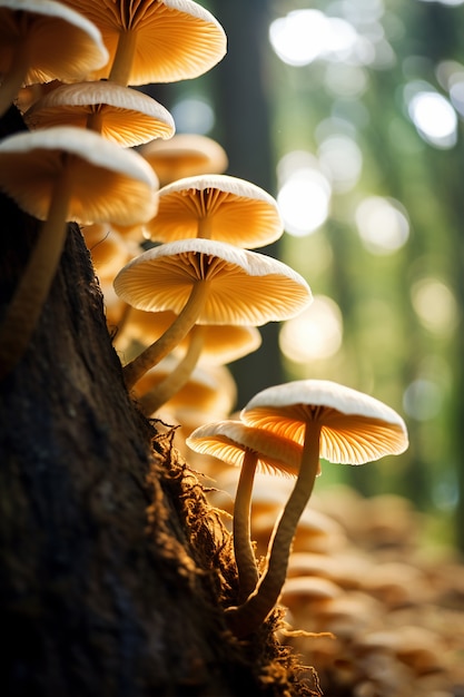 Free photo view of natural mushrooms growing outdoors