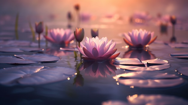 Free photo view of natural water lillies