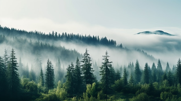 Free photo view of nature landscape with forest