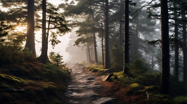 View of nature landscape with forest