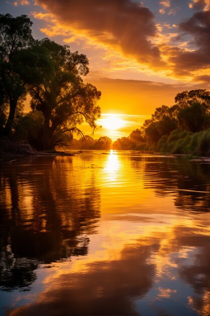 View of nature landscape with river