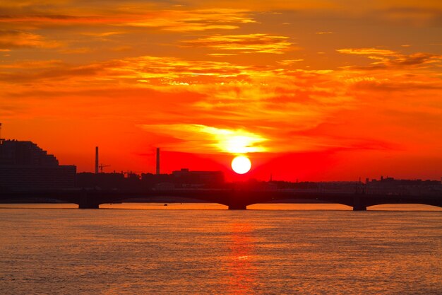 view of Neva river in dawn