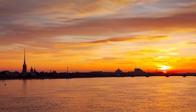 view of Neva river summer dawn