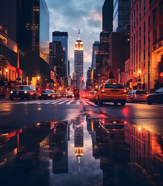 Free photo view of new york city at night