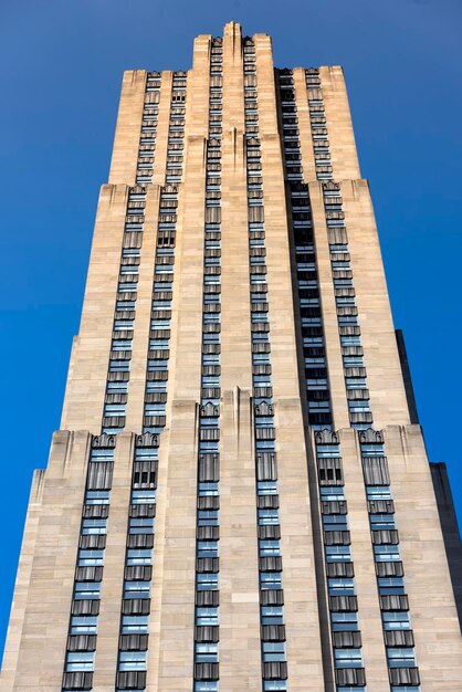 View of New York downtown USA Rockefeller Center facade made in empire style